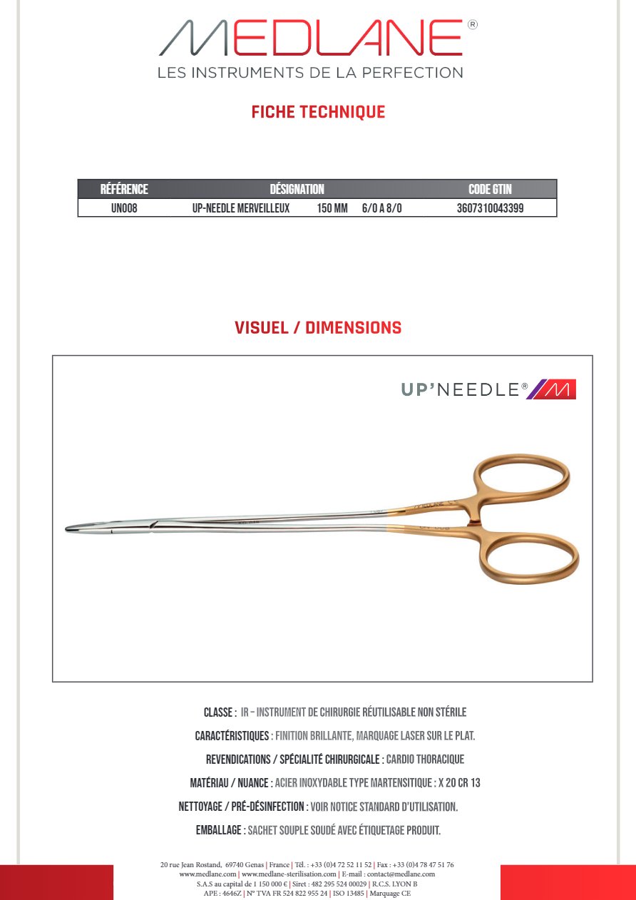 Up-needle Merveilleux 150 mm 6/0 a 8/0 — REF UN008
