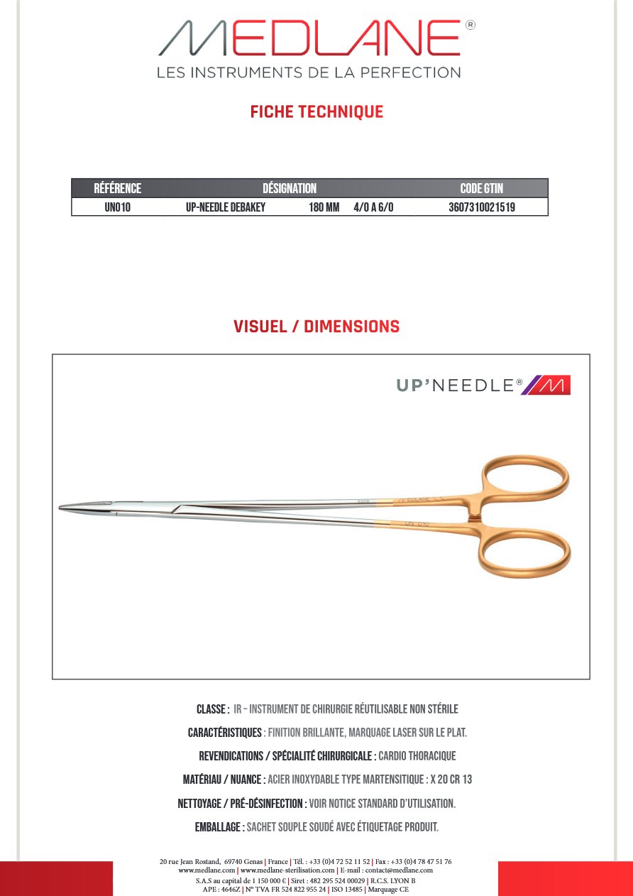 Up-needle Debakey 180 mm 4/0 a 6/0 — REF UN010