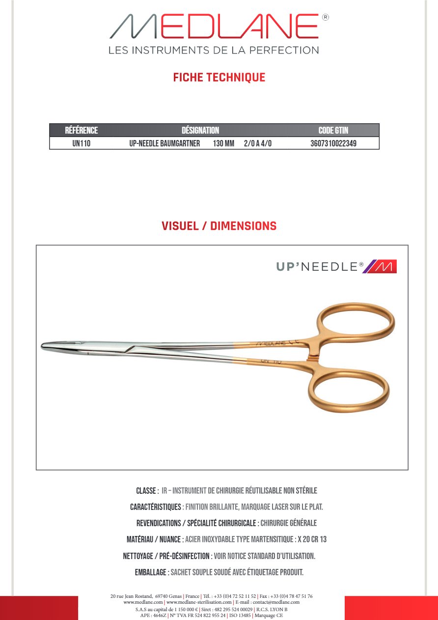 Up-needle Baumgartner 130 mm 2/0 a 4/0 — REF UN110