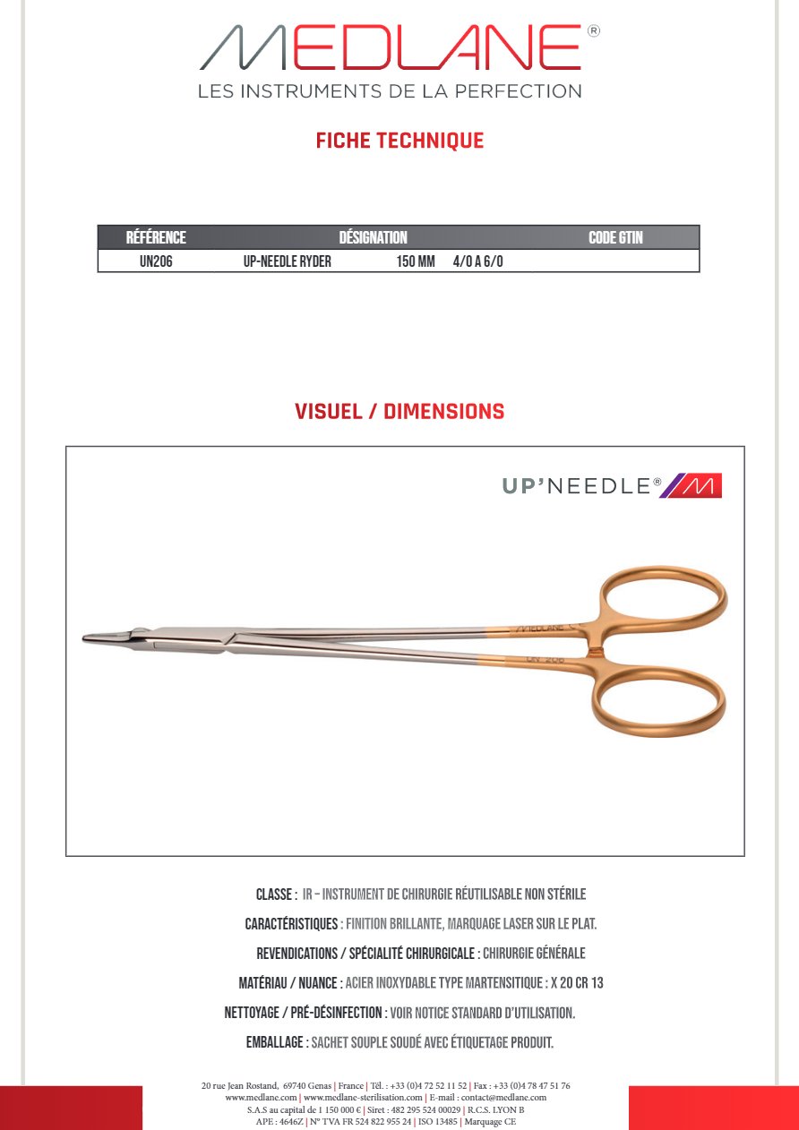 Up-needle Ryder 150 mm 4/0 a 6/0 — REF UN206