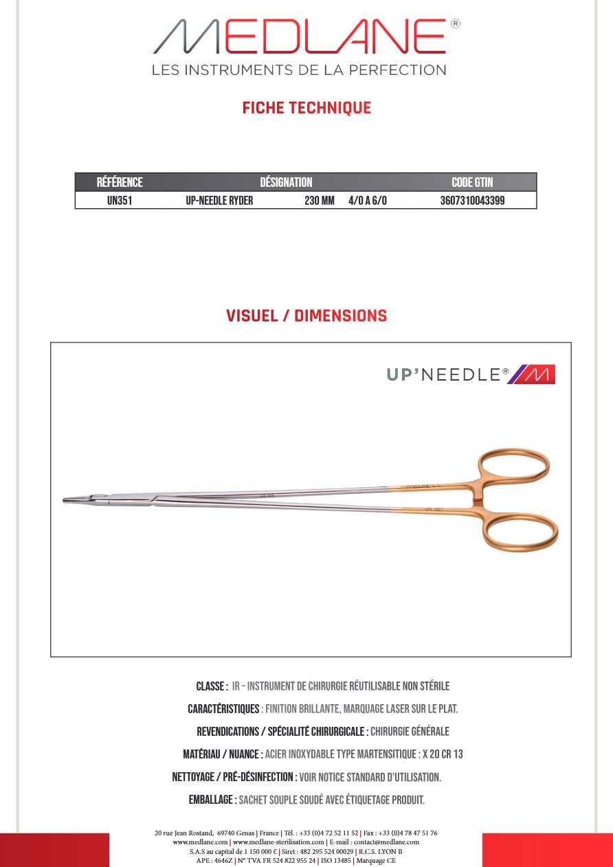 Up-needle Ryder 230 mm 4/0 a 6/0 — REF UN351