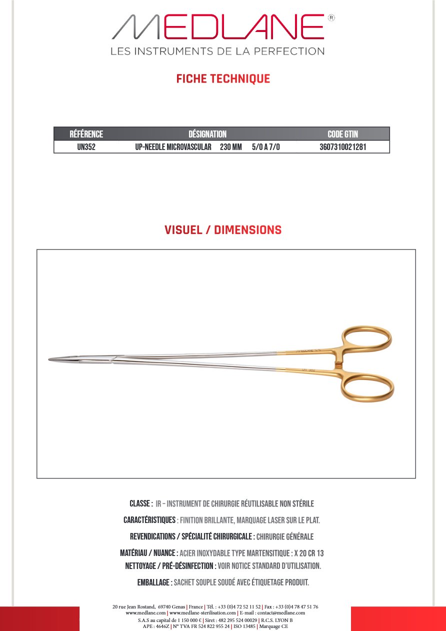 Up-needle Microvascular 230 mm 5/0 a 7/0 — REF UN352
