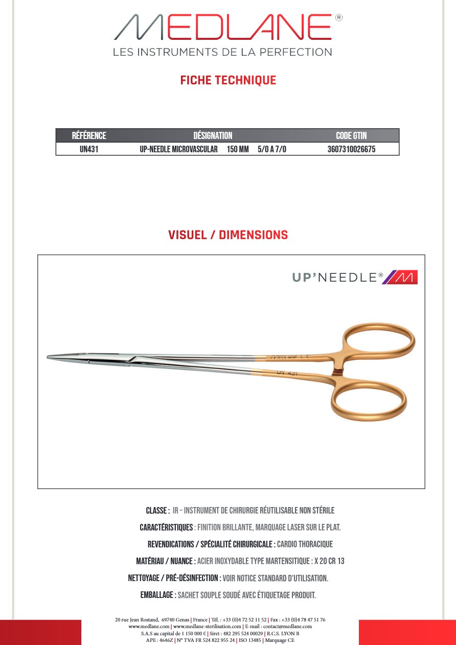 Up-needle Microvascular 150 mm 5/0 a 7/0 — REF UN431