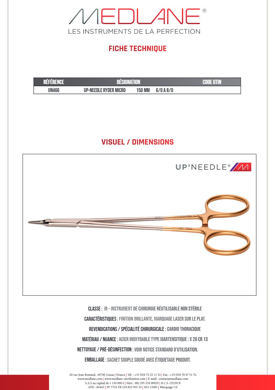 Up-needle Ryder Micro 150 mm 6/0 a 8/0 — REF UN466