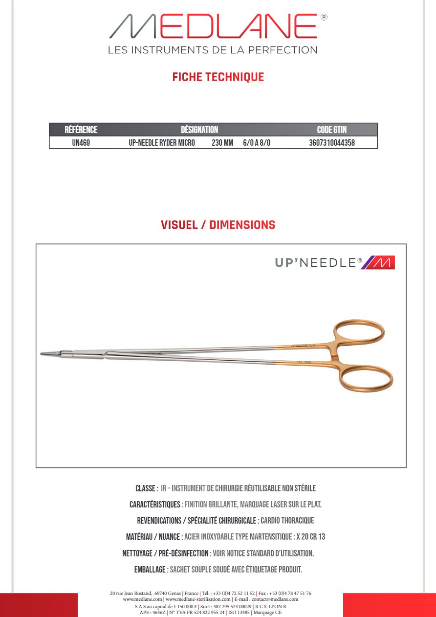 Up-needle Ryder Micro 230 mm 6/0 a 8/0 — REF UN469