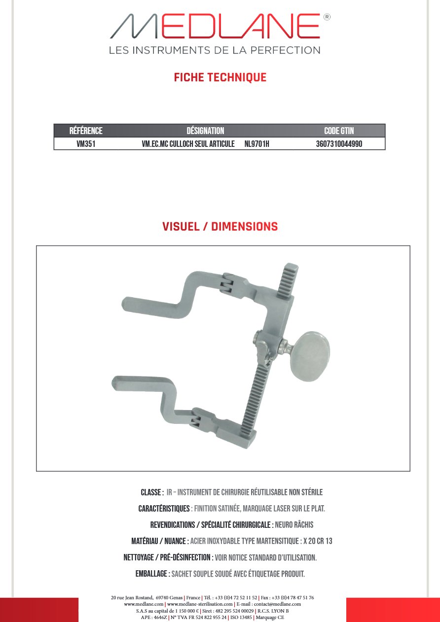 Valve mitrale EC. MC CULLOCH SEUL ARTICULE NL9701H — REF VM351