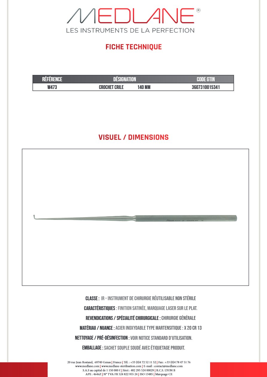 Crochet Crile 140 mm — REF W473
