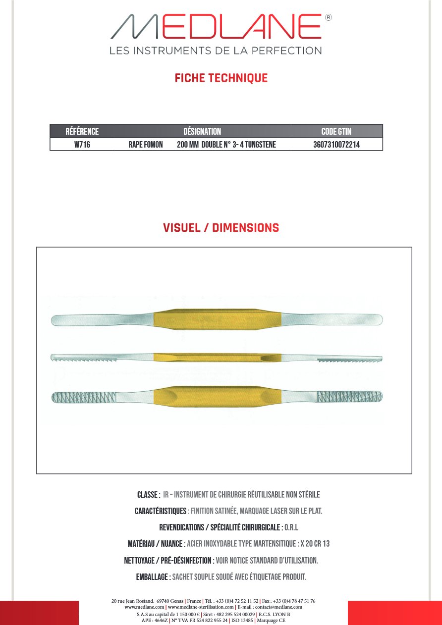 Rape Fomon 200 mm Double N°3- 4 Tungstene — REF W716