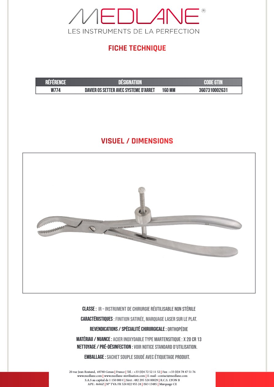 Davier Os Setter avec Systeme D'arret 160 mm — REF W774