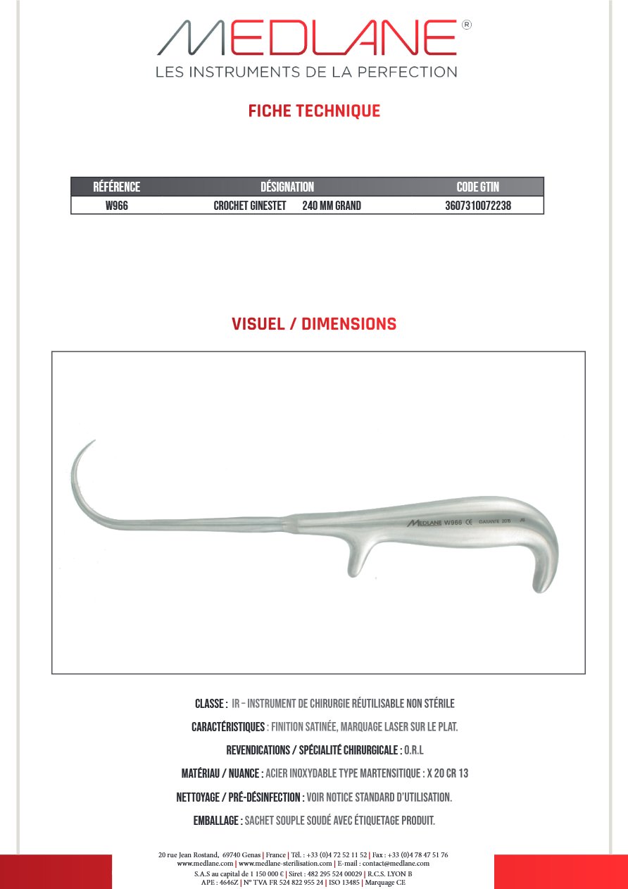 Crochet Ginestet 240 mm Grand — REF W966