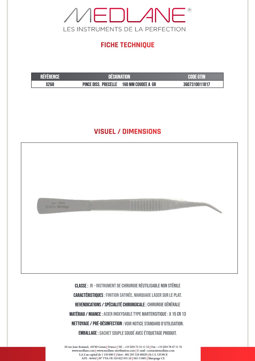 Pince Diss. Precelle 160 mm Coudee a Gr — REF X268