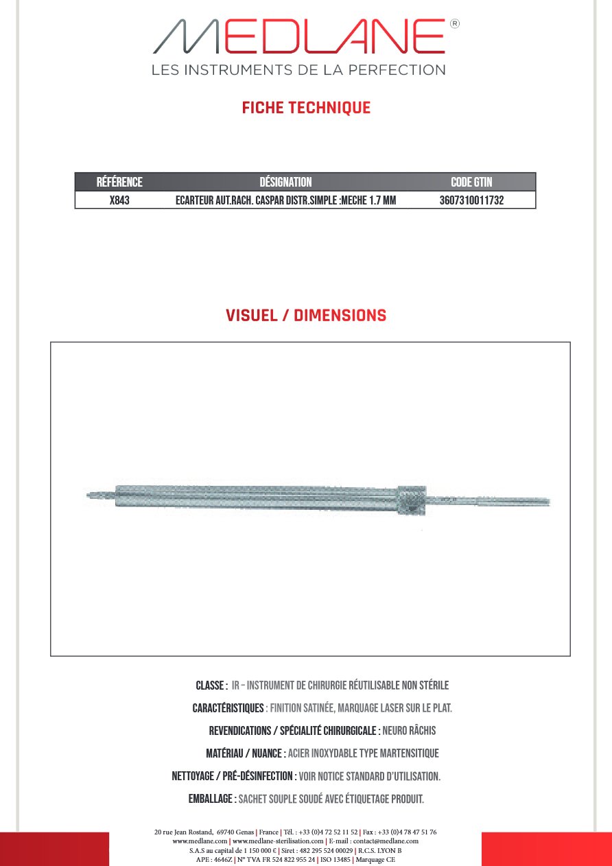 Ecarteur Aut.rach. Caspar Distr.simple :meche 1.7 mm — REF X843