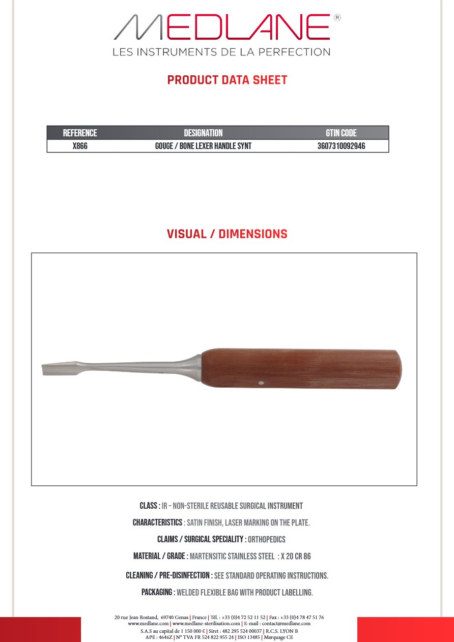 Ciseaux Os Gouge Lexer Manche Synthétique 10 X 180 mm — REF X866