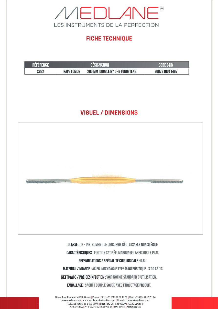 Rape Fomon 200 mm Double N°5- 6 Tungstene — REF X882