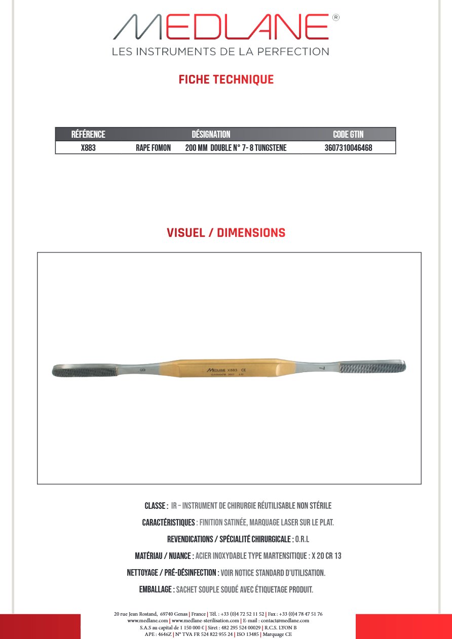 Rape Fomon 200 mm Double N°7- 8 Tungstene — REF X883