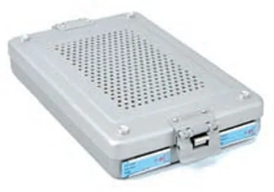 Container Dental model 310X190X40 mm grey lid perforated - bottom non-perforated — REF H0976