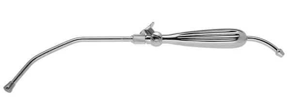 Canule Aspiration Yankauer Courbe 315 mm Embout Diamètre 10 mm avec Robinet Regulateur — REF 02735