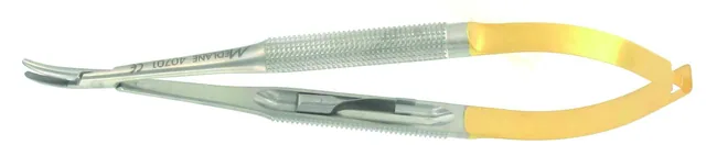 Porte Aiguille micro Castro Corps Rond 180 mm Courbe Mors Tungstène 12 X 1,3 X 2,0 mm — REF K337