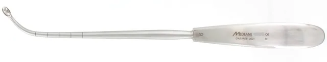 Serrated bone curette Volkmann 280X6 mm Left Bended — REF 15867