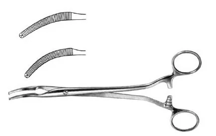 Gynecological forceps Mikulicz curved with teeth 2 0 cm — REF D2RS