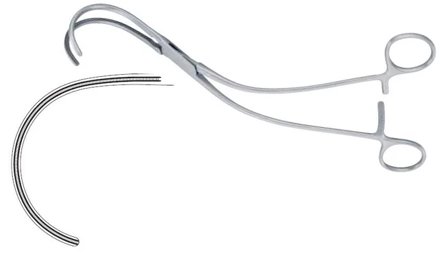 Vascular clamp aortic Weber angled Right 26 cm — REF 10104