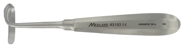 Rugine Doyen Costale Adulte 180 mm Coudée Gauche — REF 43102