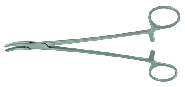 Gynecological forceps Jean-Louis Faure Fort curved W/ O teeth 20 cm — REF W653